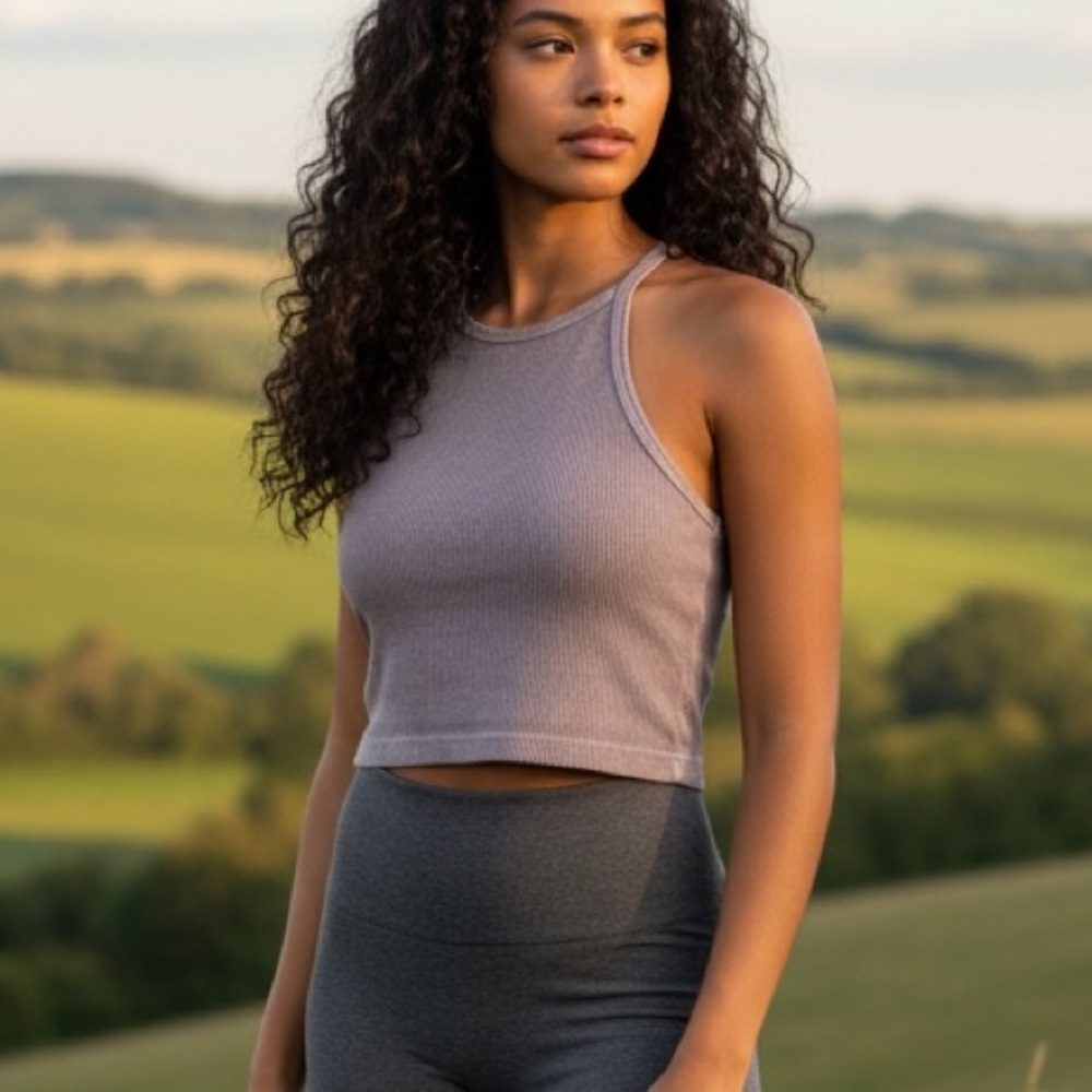 NWOT Free People FP Movement XS/S Purple Gray Happiness Runs Cropped Tank